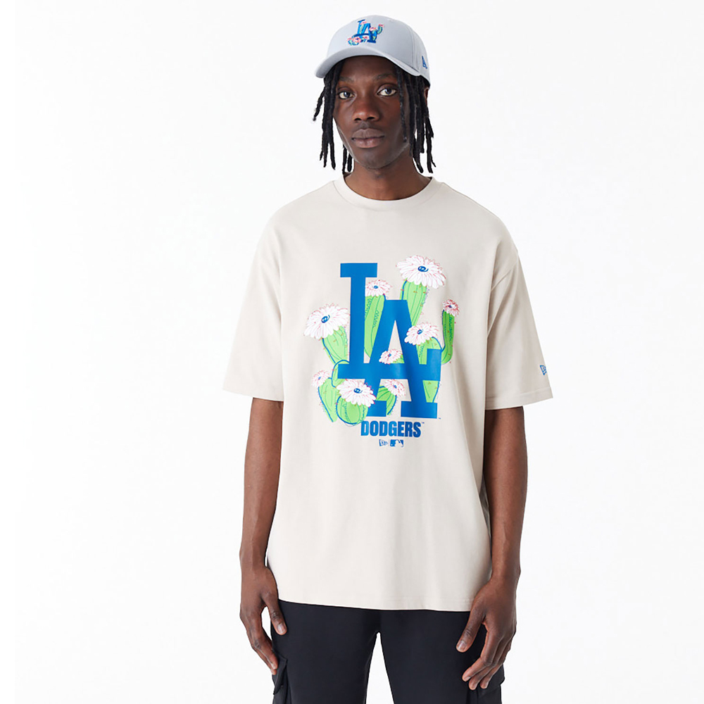 NEW ERA LA Dodgers MLB Floral Logo Stone Oversized Ανδρικό T-Shirt - Μπεζ