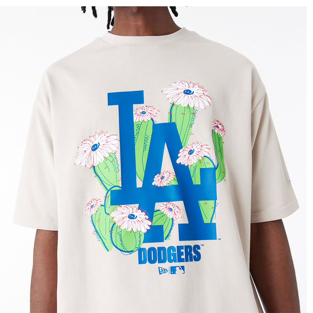NEW ERA LA Dodgers MLB Floral Logo Stone Oversized Ανδρικό T-Shirt - 3
