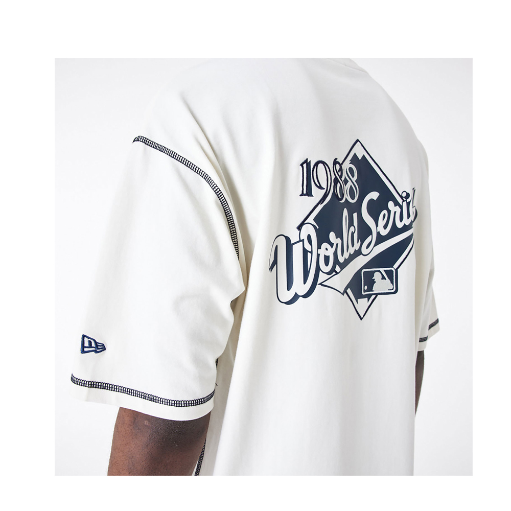 NEW ERA LA Dodgers MLB World Series Off White Oversized Ανδρικό T-Shirt - 3