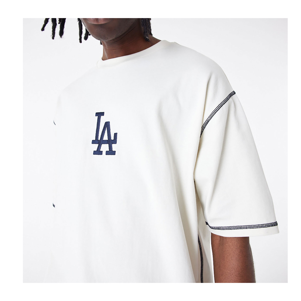 NEW ERA LA Dodgers MLB World Series Off White Oversized Ανδρικό T-Shirt - 4