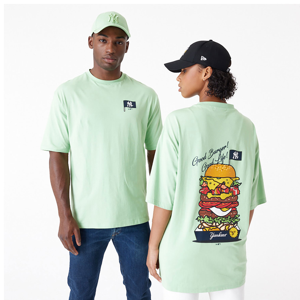 NEW ERA New York Yankees MLB Burger Graphic Bright Green Oversized Unisex T-Shirt - Πράσινο