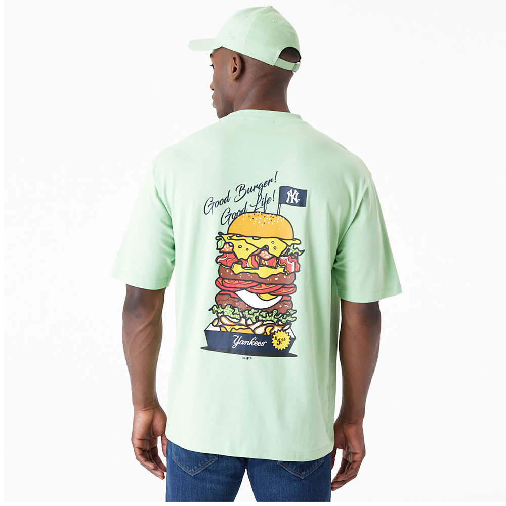 NEW ERA New York Yankees MLB Burger Graphic Bright Green Oversized Unisex T-Shirt - 4