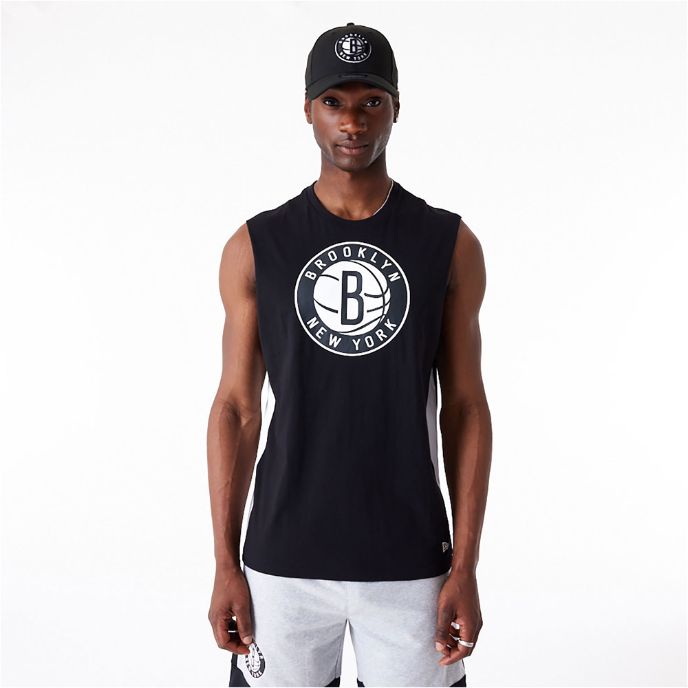 NEW ERA Brooklyn Nets Colour Block Black Tank Top Αμάνικο T-Shirt - Μαύρο