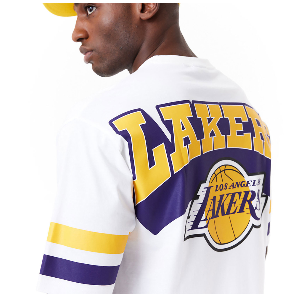 NEW ERA LA Lakers NBA Arch Graphic White Oversized Unisex T-Shirt - 3