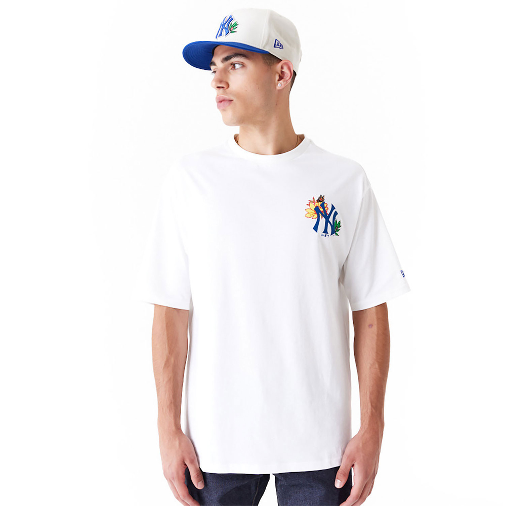 NEW ERA New York Yankees MLB Floral Graphic White Oversized T-Shirt - Λευκό