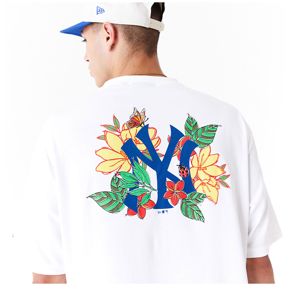 NEW ERA New York Yankees MLB Floral Graphic White Oversized T-Shirt - 2