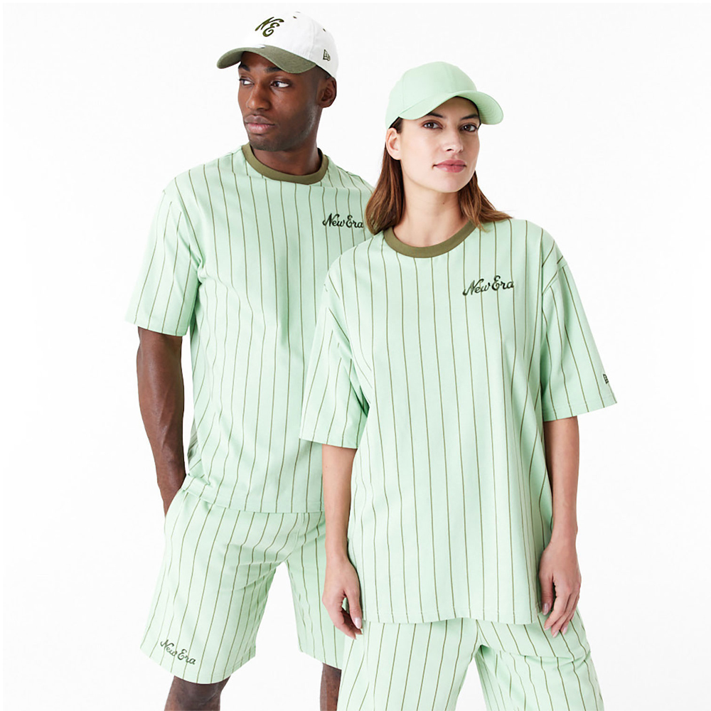 NEW ERA  Pinstripe Bright Green Oversized Unisex T-Shirt - 1
