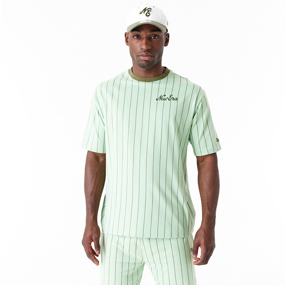 NEW ERA  Pinstripe Bright Green Oversized Unisex T-Shirt - 2