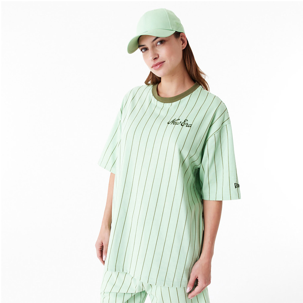 NEW ERA  Pinstripe Bright Green Oversized Unisex T-Shirt - 3