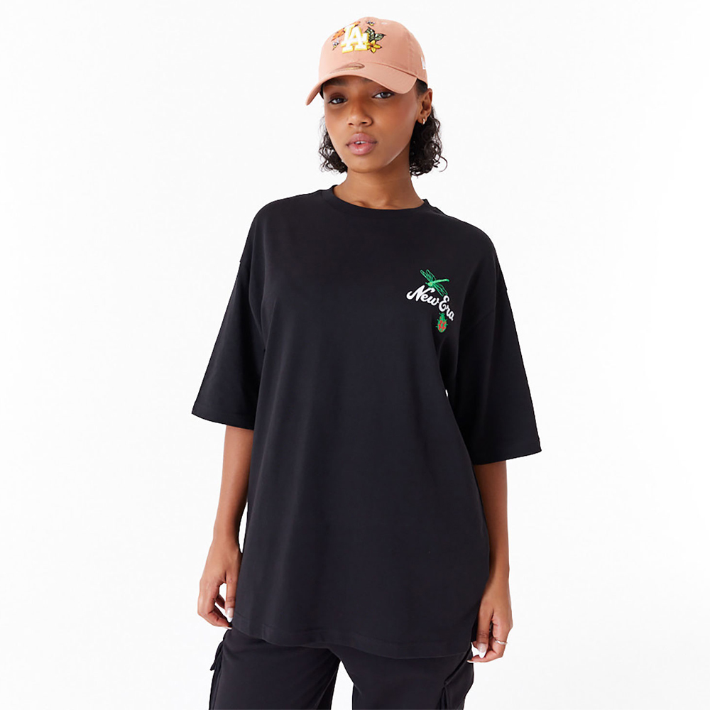 NEW ERA New Era Floral Graphic Black Oversized Unisex T-Shirt - 3