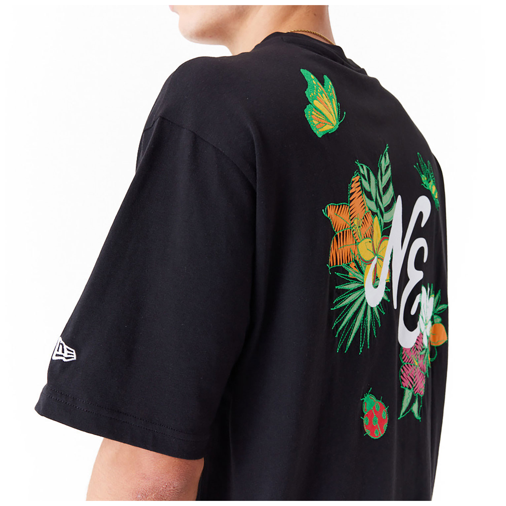 NEW ERA New Era Floral Graphic Black Oversized Unisex T-Shirt - 5