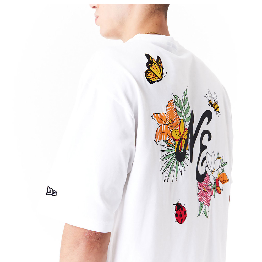 NEW ERA New Era Floral Graphic White Oversized Unisex T-Shirt - 4