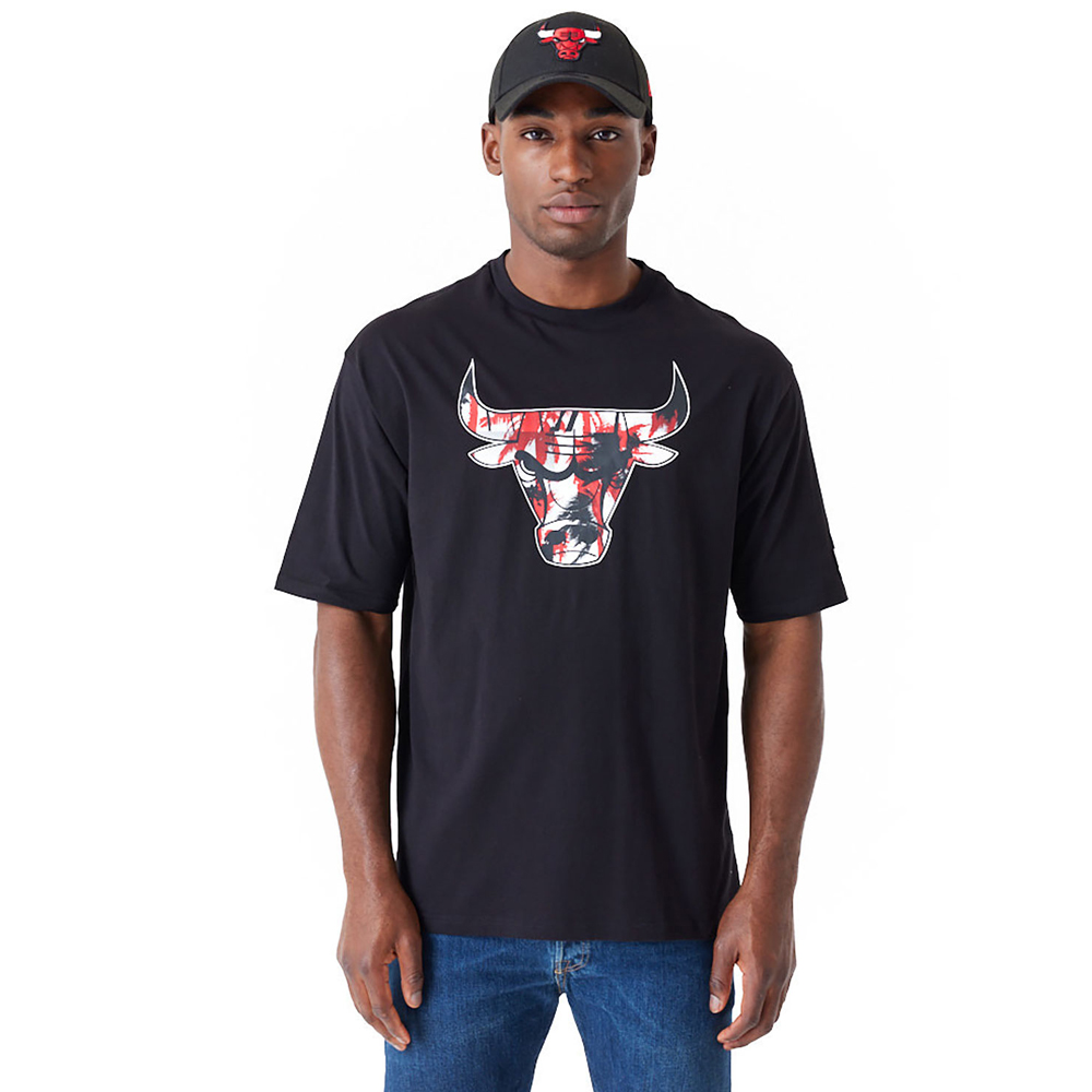 NEW ERA Chicago Bulls NBA Large Infill Black Oversized T-Shirt - Μαύρο