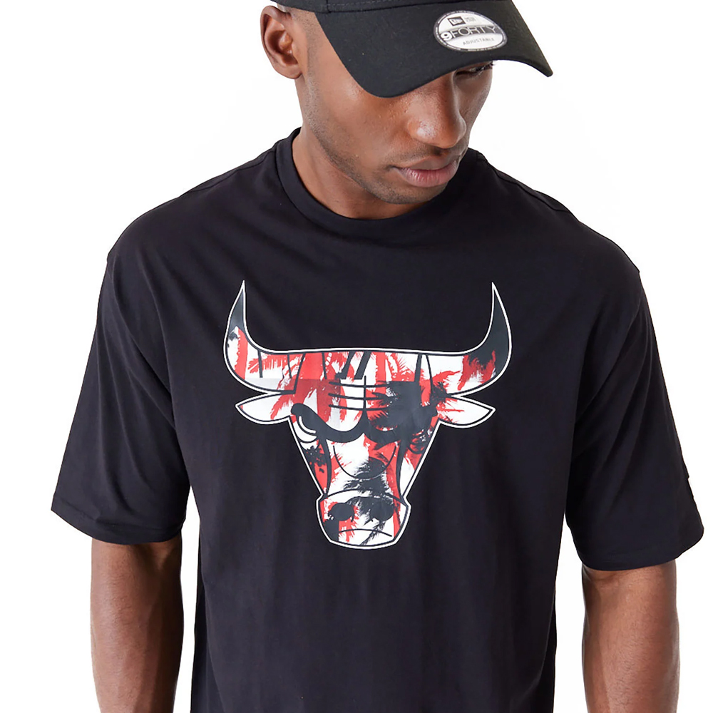 NEW ERA Chicago Bulls NBA Large Infill Black Oversized T-Shirt - 3