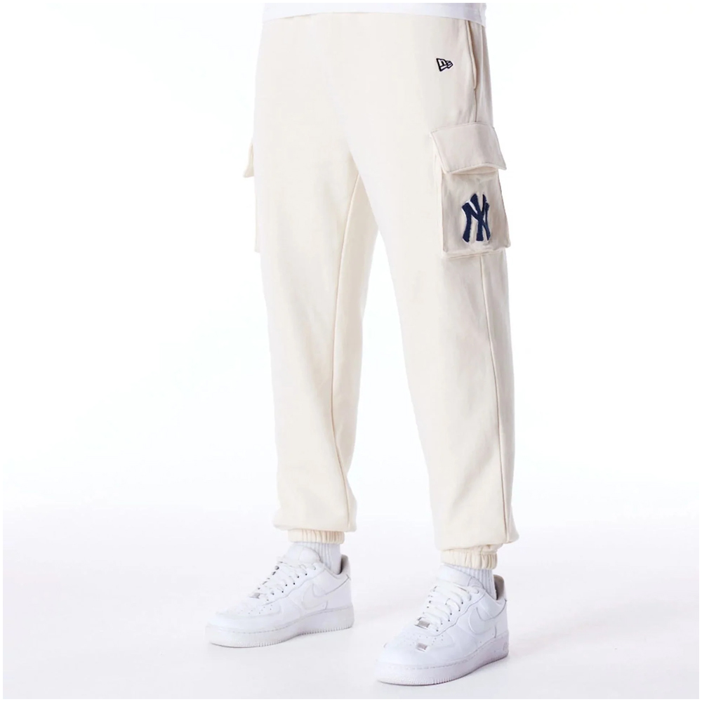 NEW ERA New York Yankees World Series Stone Fleece Cargo Joggers Unisex Παντελόνι Φόρμας - Μπεζ