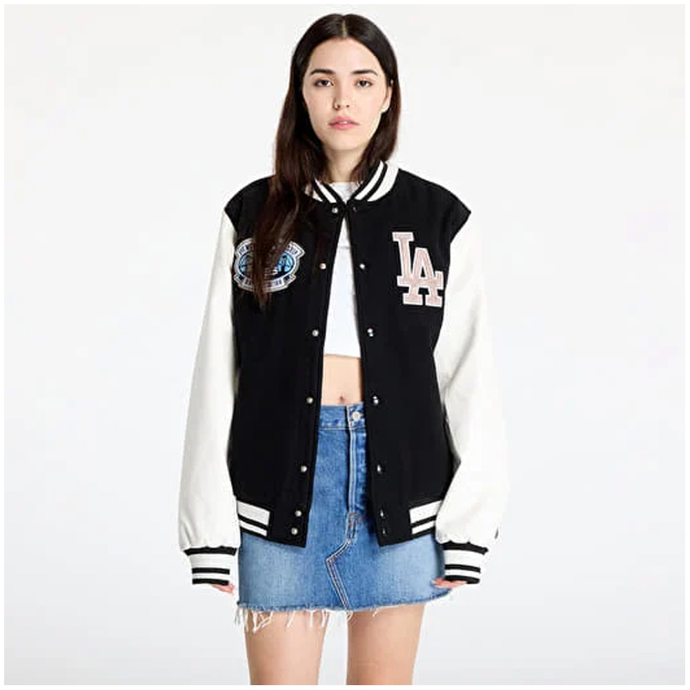 NEW ERA Los Angeles Dodgers Mlb Patch Black Varsity Jacket Unisex Μπουφάν - 3