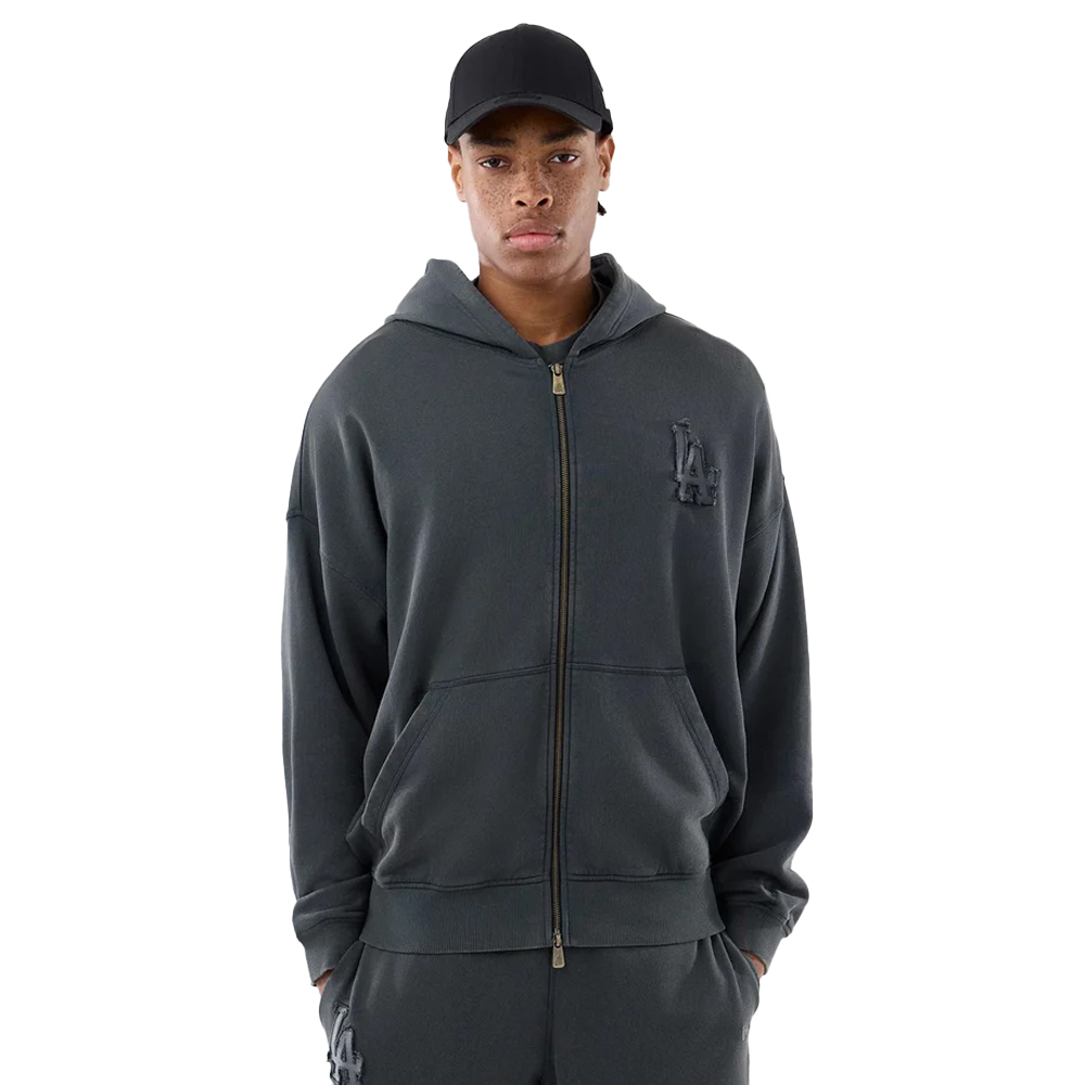 NEW ERA LA Dodgers MLB Washed Full Zip Hoodie Unisex Ζακέτα με κουκούλα - Γκρι