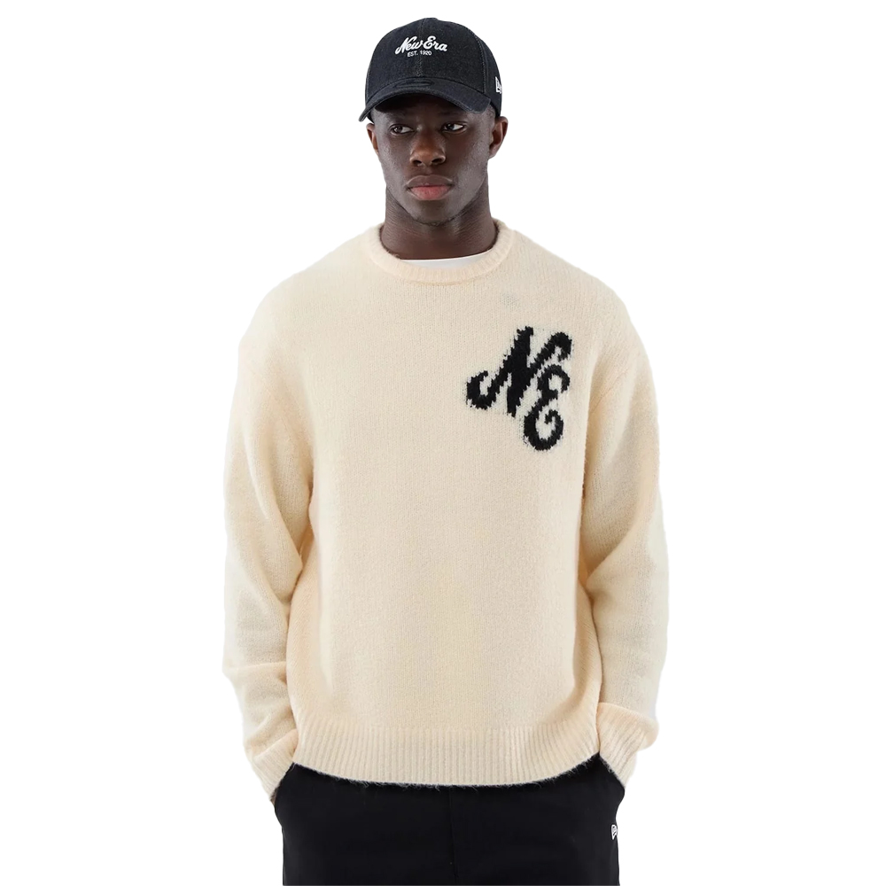 NEW ERA Knit Sweater Unisex Πουλόβερ - Κρεμ