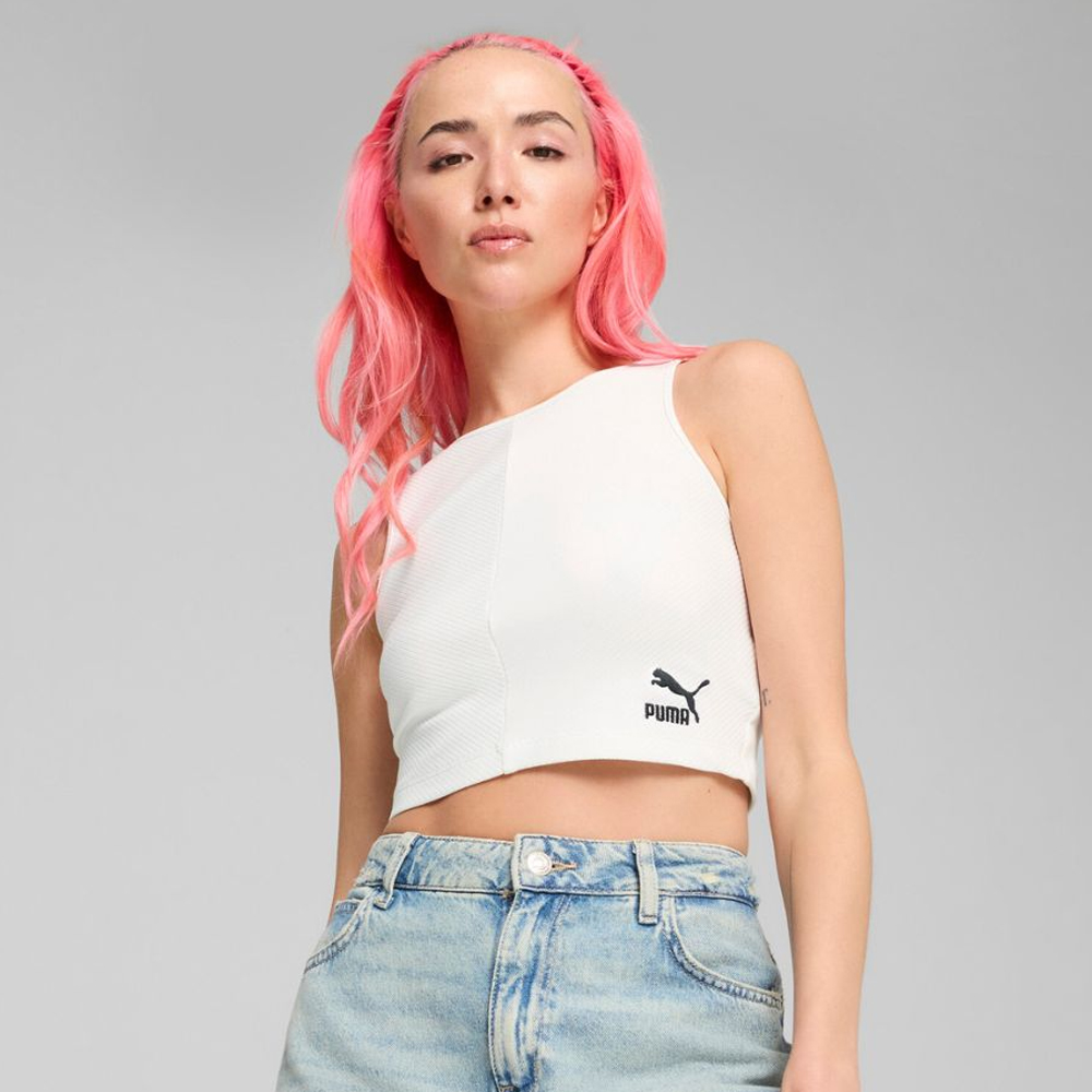 PUMA Classics Ribbed Crop Top Γυναικείο Crop Αμάνικο - 1