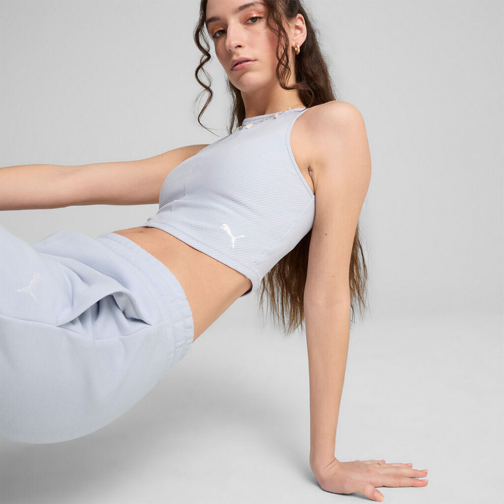 PUMA Wardrobe Essentials Ribbed Crop Top Γυναικεία Αμάνικη Μπλούζα - 4