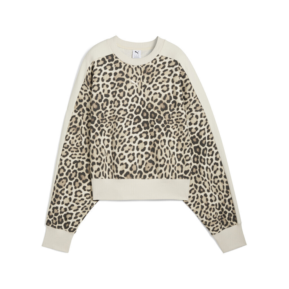 PUMA  T7 Leo Over-Oversized Crew TR Γυναικείο Φούτερ - Καφέ