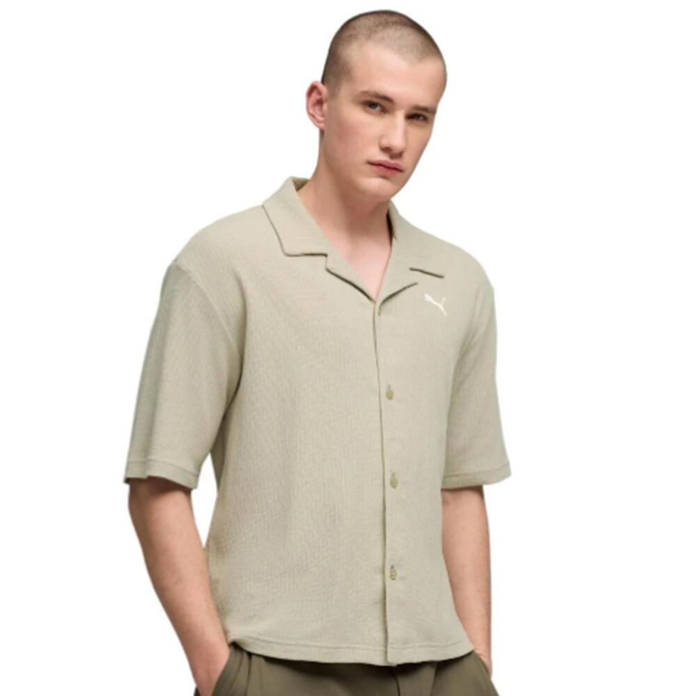 PUMA Wardrobe Ess Waffle Boxy Shirt Ανδρικό Πουκάμισο - Μπεζ