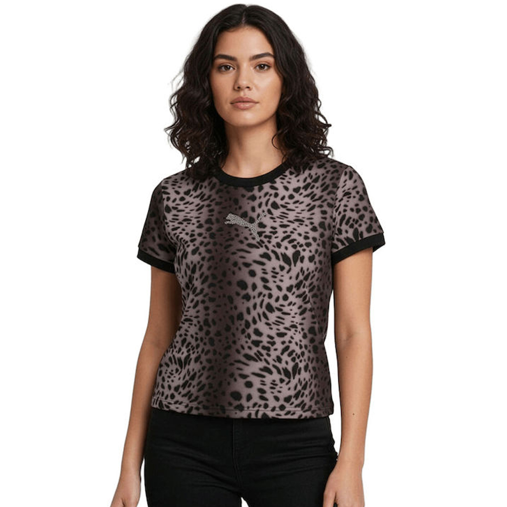PUMA Essentials Graphics Leo Luxe Tee  Γυναικεία Μπλούζα - Μαύρο