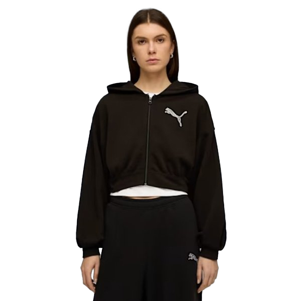 PUMA Essentials Graphics Bedazzled Hoodie Γυναικεία Ζακέτα Με Κουκούλα - Μαύρο