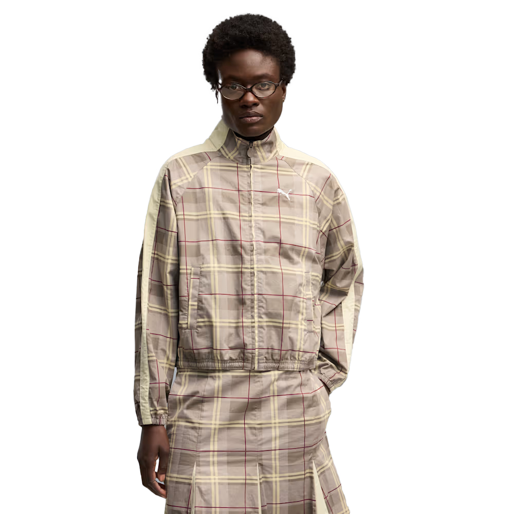 PUMA T7 Relaxed Tartan Woven Jacket Γυναικείο Μπουφάν - Καφέ