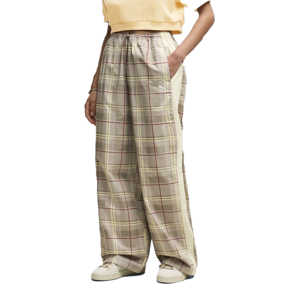 PUMA T7 Tartan Woven Pants Γυναικείο Παντελόνι - Καφέ
