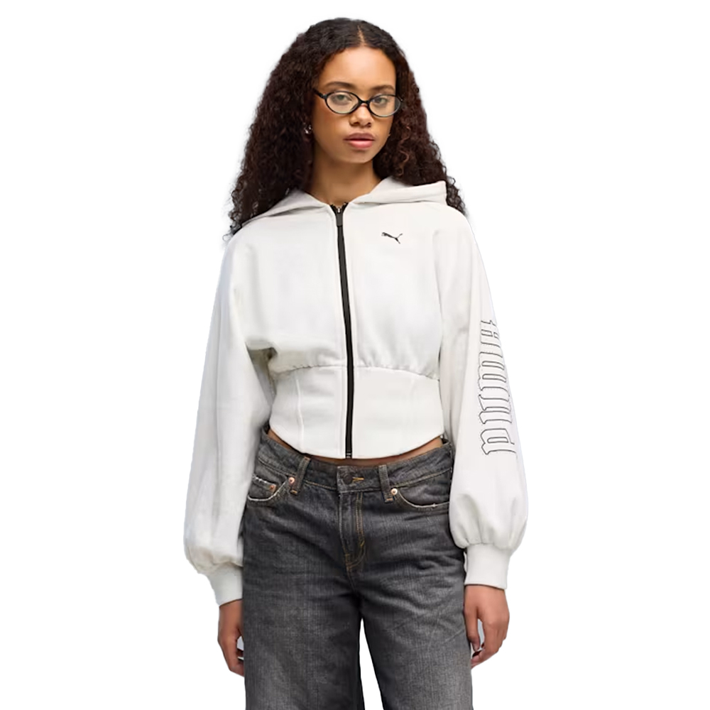 PUMA Street Glam Bedazzled Hoodie Γυναικεία Ζακέτα Με Κουκούλα - Λευκό