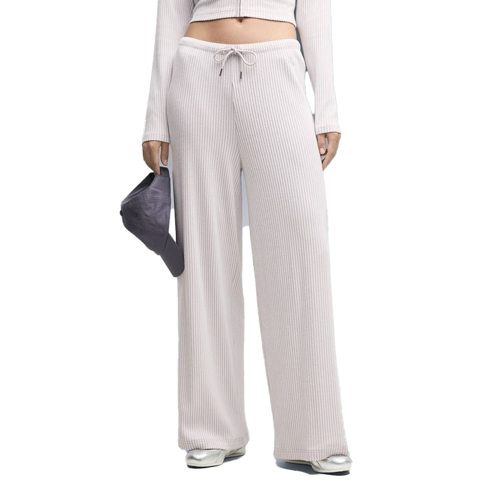 PUMA Essentials Ribbed Wide Leg Soft Touch Pants Γυναικείο Παντελόνι Φόρμας - Ροζ