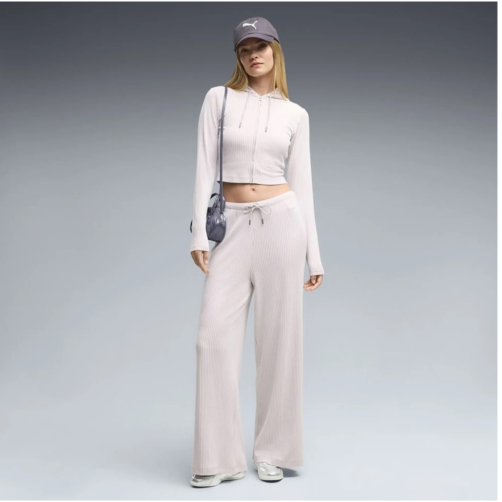PUMA Essentials Ribbed Wide Leg Soft Touch Pants Γυναικείο Παντελόνι Φόρμας - 3