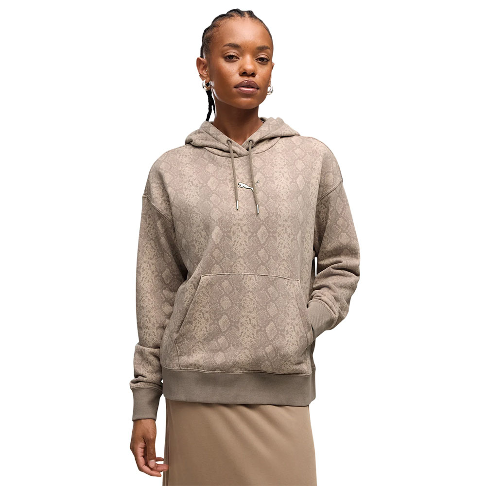 PUMA Snake Pack Relaxed Hoodie Γυναικείο Φούτερ με κουκούλα - Μπεζ
