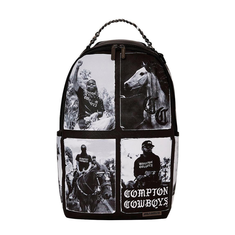 SPRAYGROUND Compton Cowboys Photos Unisex Backpack - Λευκό-Μαύρο