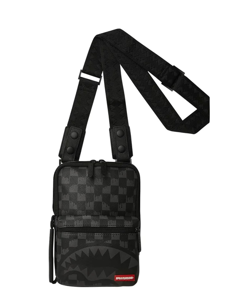 SPRAYGROUND Hangover Grey Drip Check Og Sling Unisex Τσάντα Χιαστί  - Μαύρο