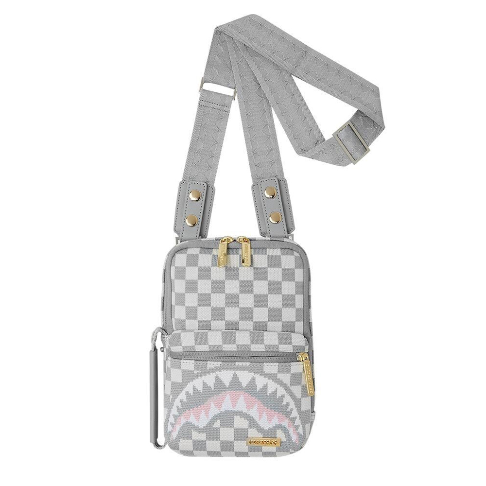 SPRAYGROUND Knit Sharks In Paris In Cream Og Sling Unisex Τσάντα Χιαστί - Γκρι