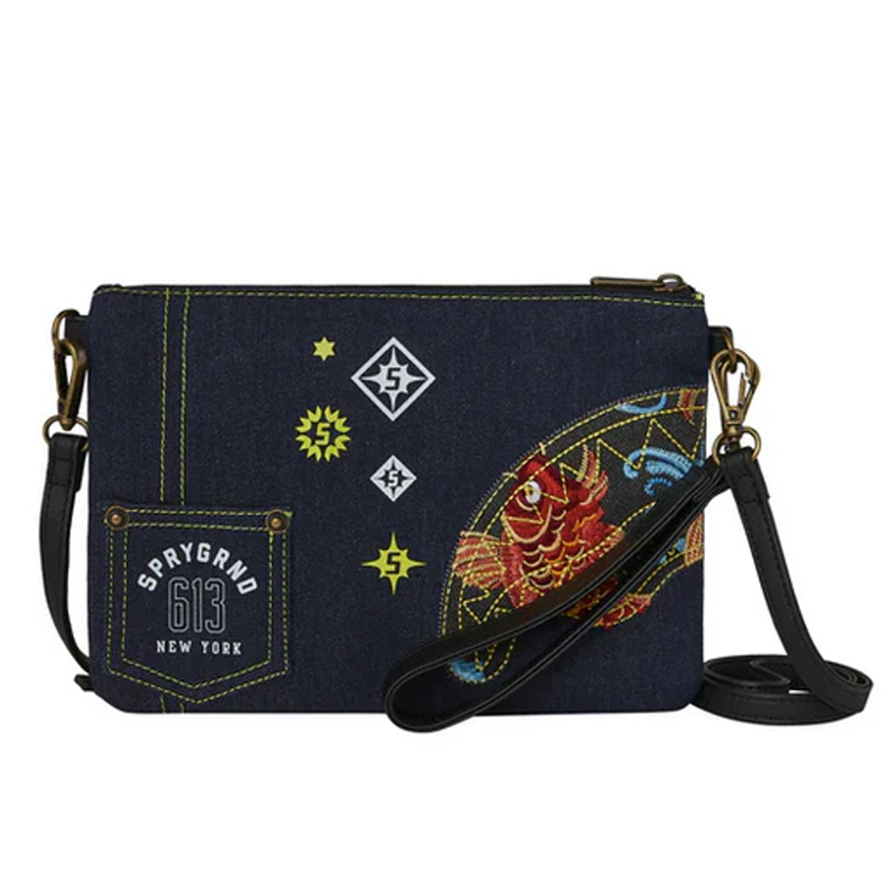 SPRAYGROUND Evisu Style Crossover Clutch Unisex Τσάντα Χιαστί - Χειρός - Μπλε