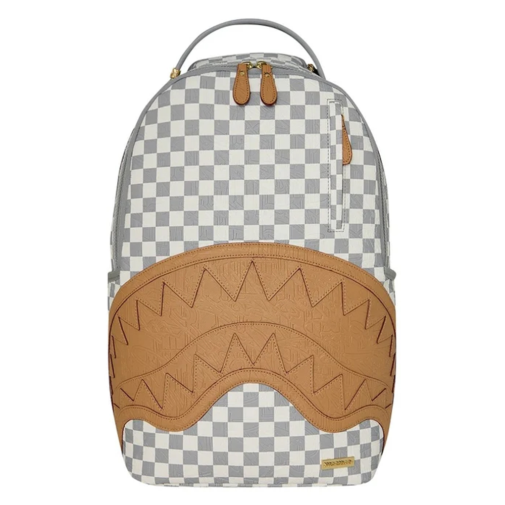 SPRAYGROUND Embossed  Check Cream DLXSV Unisex Backpack - Λευκό