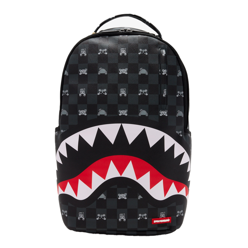 SPRAYGROUND Gray Peeking Character Check DLXSV Unisex Backpack - Μαύρο