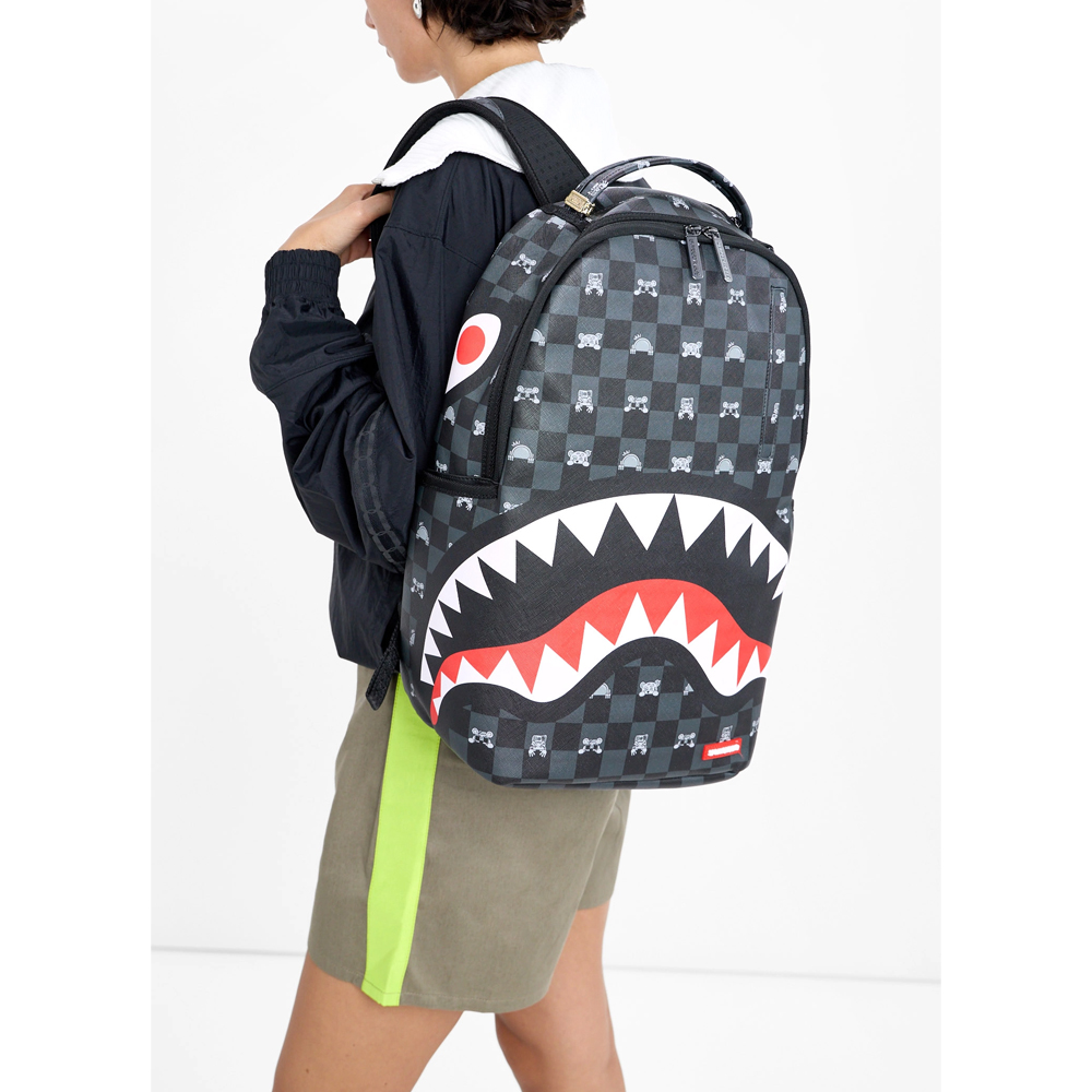SPRAYGROUND Gray Peeking Character Check DLXSV Unisex Backpack - 5