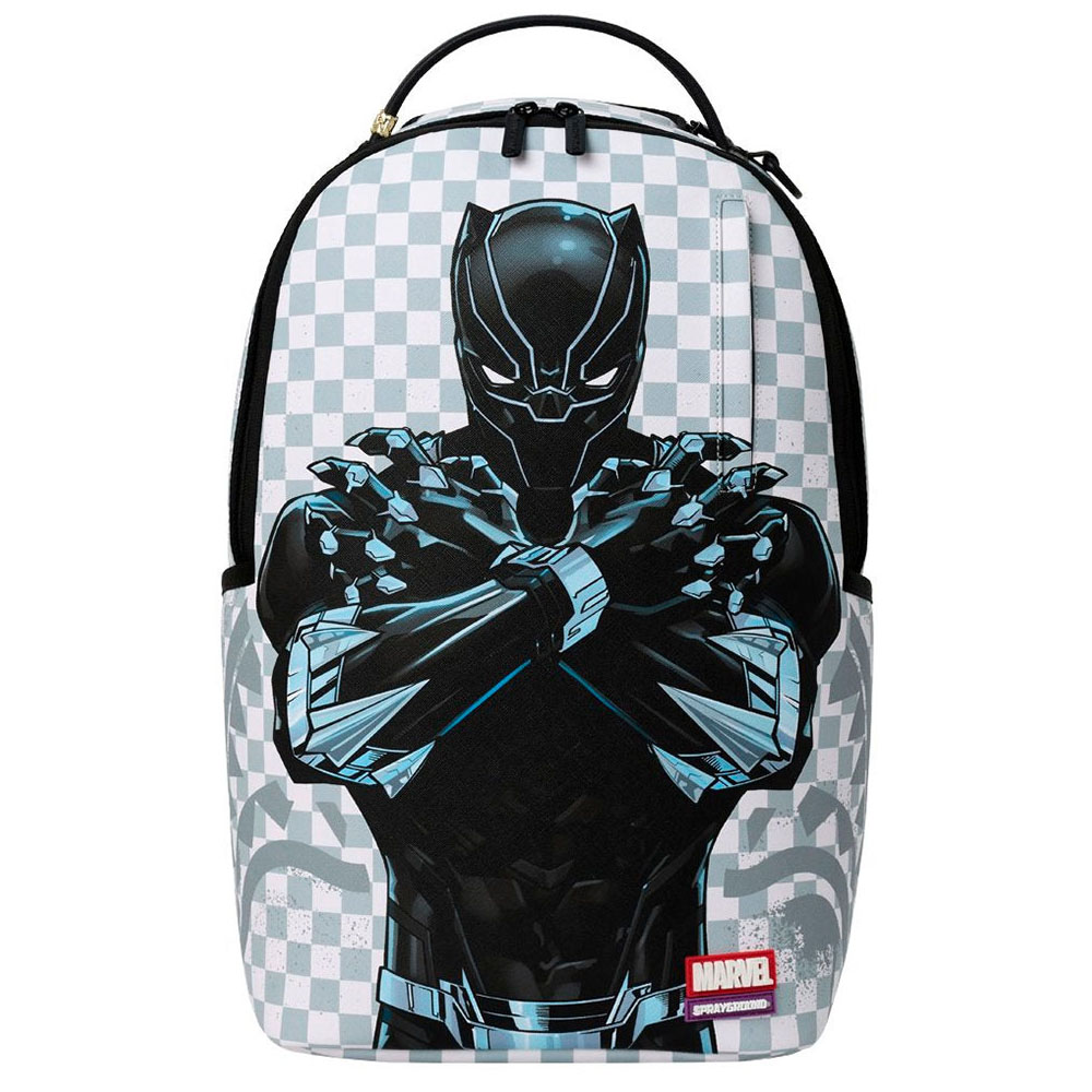 SPRAYGROUND Marvel Black Panther Wakanda Forever On White Check DLXSV Unisex Backpack - Λευκό-Μαύρο