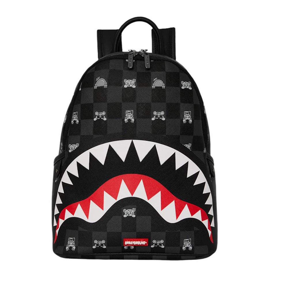 SPRAYGROUND Gray Peeking Character Check Savage  Unisex Backpack - Μαύρο