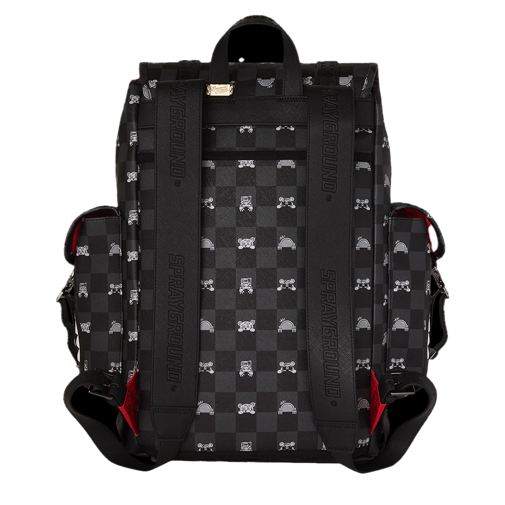 SPRAYGROUND Gray Peeking Character Check Monte Carlo Unisex Backpack - 2