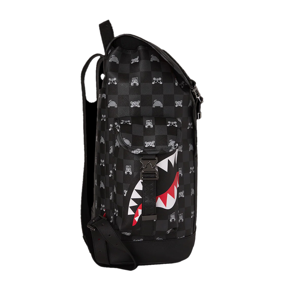 SPRAYGROUND Gray Peeking Character Check Monte Carlo Unisex Backpack - 3