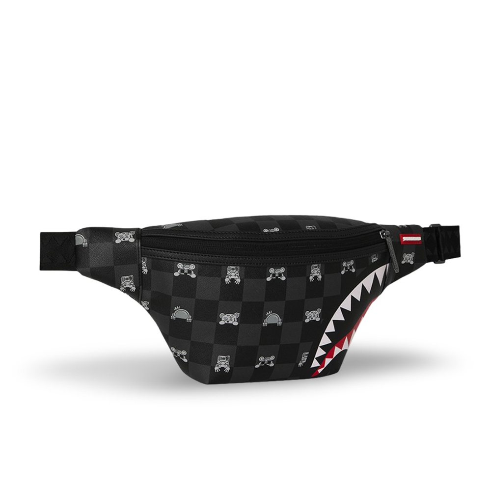 SPRAYGROUND Gray Peeking Character Check Savvy Crossbody Unisex Τσαντάκι Μέσης - 2