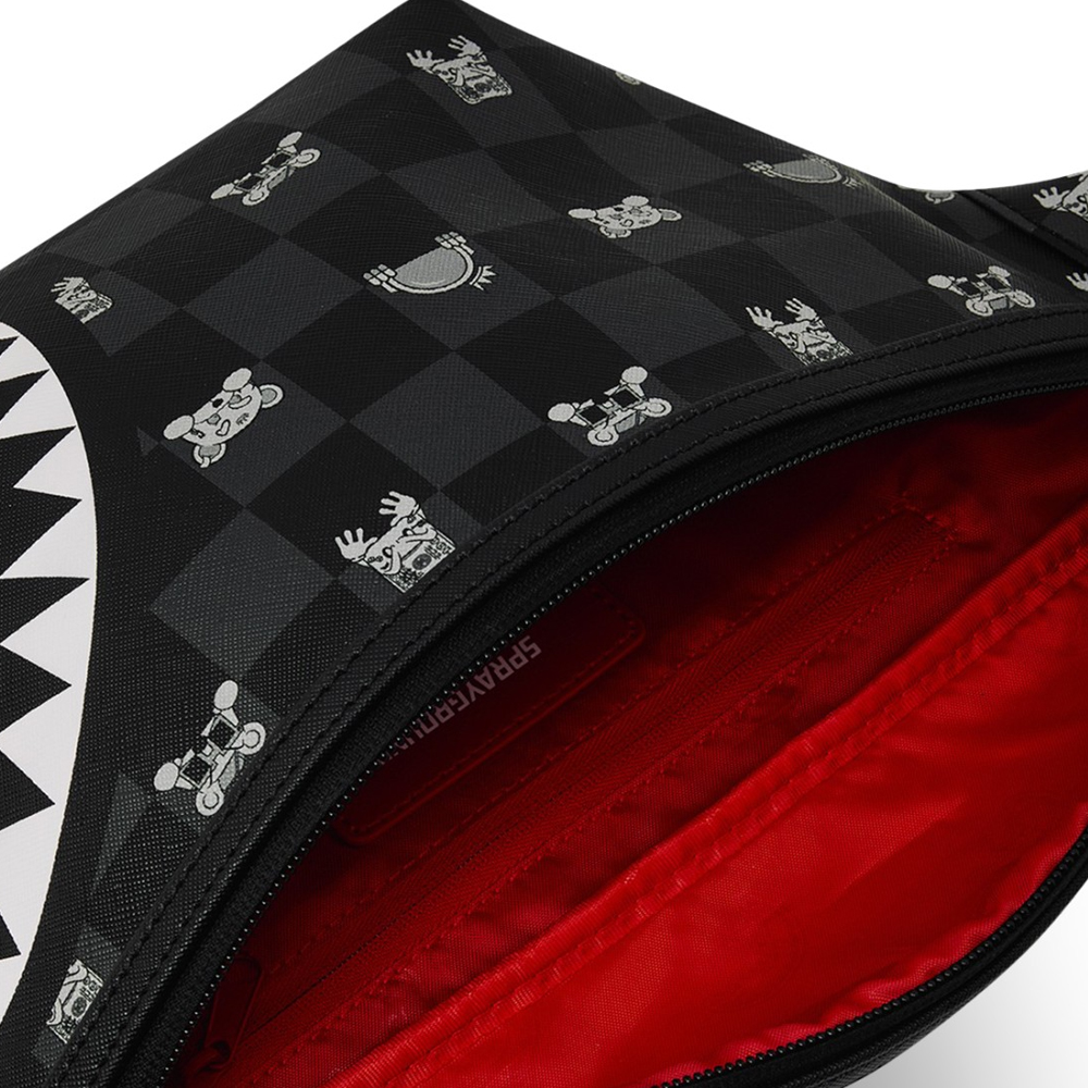 SPRAYGROUND Gray Peeking Character Check Savvy Crossbody Unisex Τσαντάκι Μέσης - 4