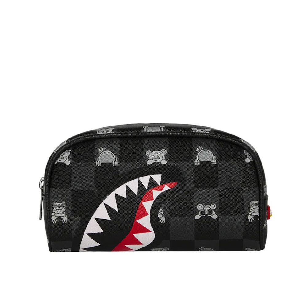 SPRAYGROUND Gray Peeking Character Check Pencil Pouch Unisex Κασετίνα - 2