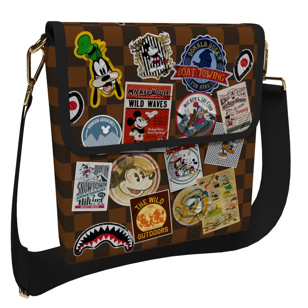 SPRAYGROUND Mickey Global Mogul Style Messenger Sling Unisex Τσάντα Χιαστί - Χειρός - Καφέ