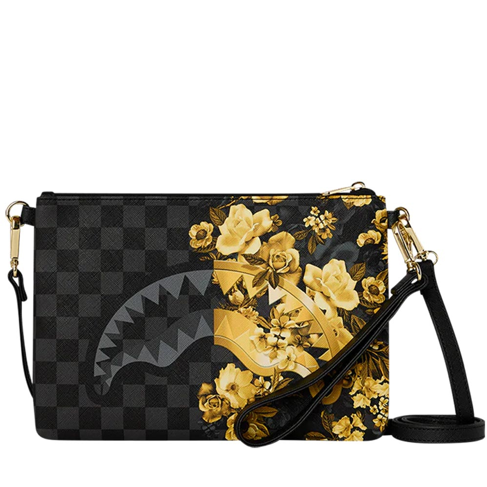 SPRAYGROUND Gold Floral Remix Crossover Clutch Unisex Τσάντα Χιαστί - Χειρός - Μαύρο